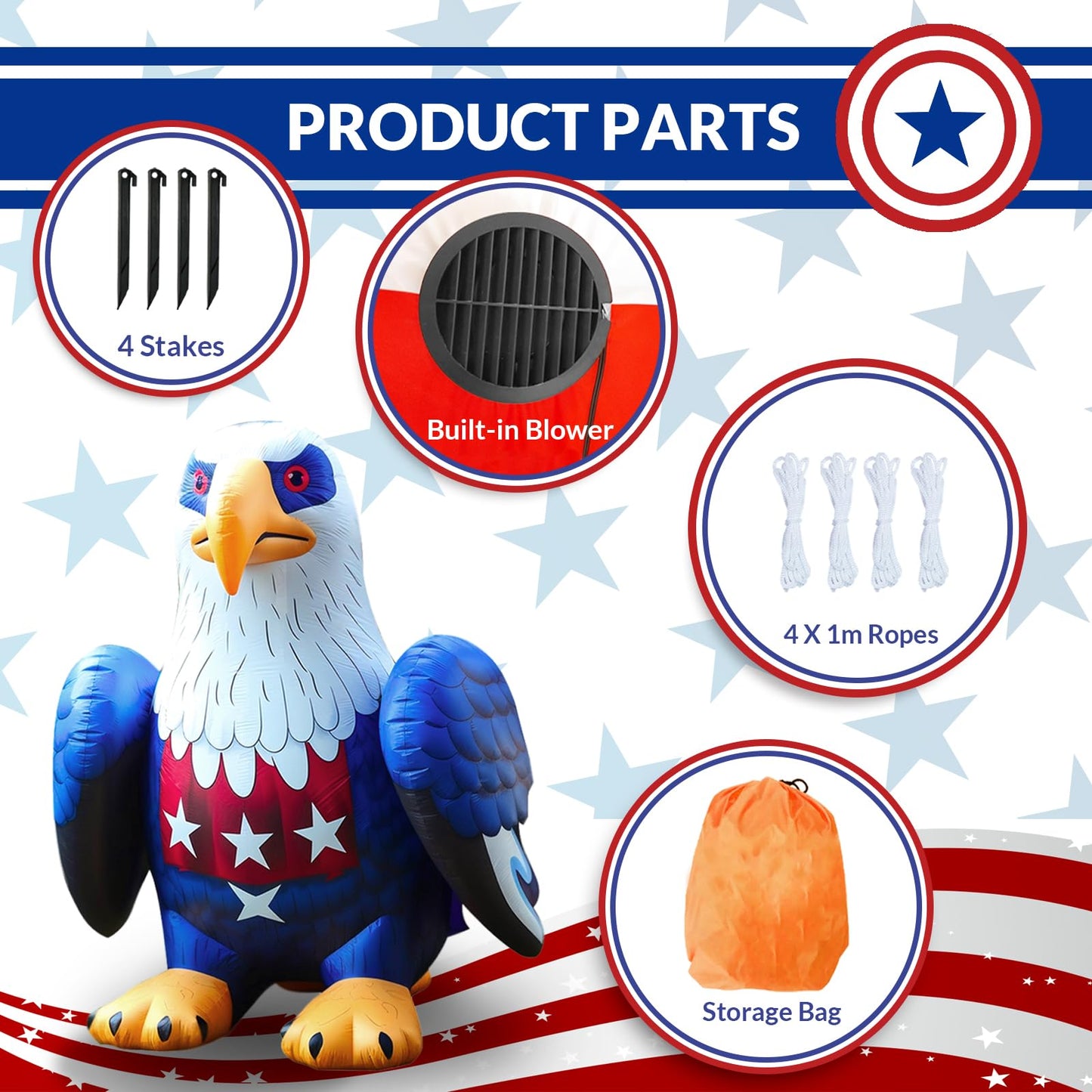 Patriotic Inflatable 5.7FT Bald Eagle 4th of July Inflatable
