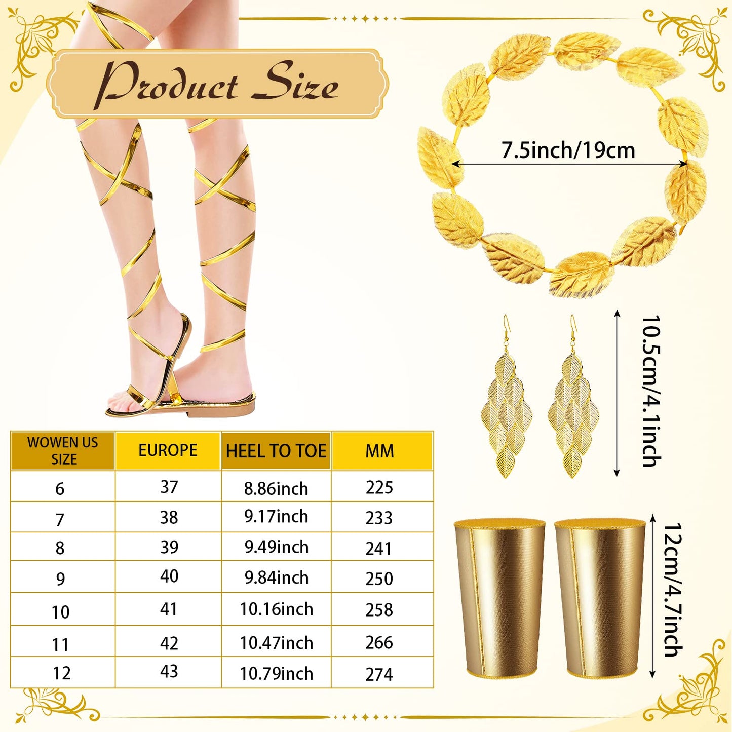 7 Pcs Halloween Greek Goddess Costume Accessories Set