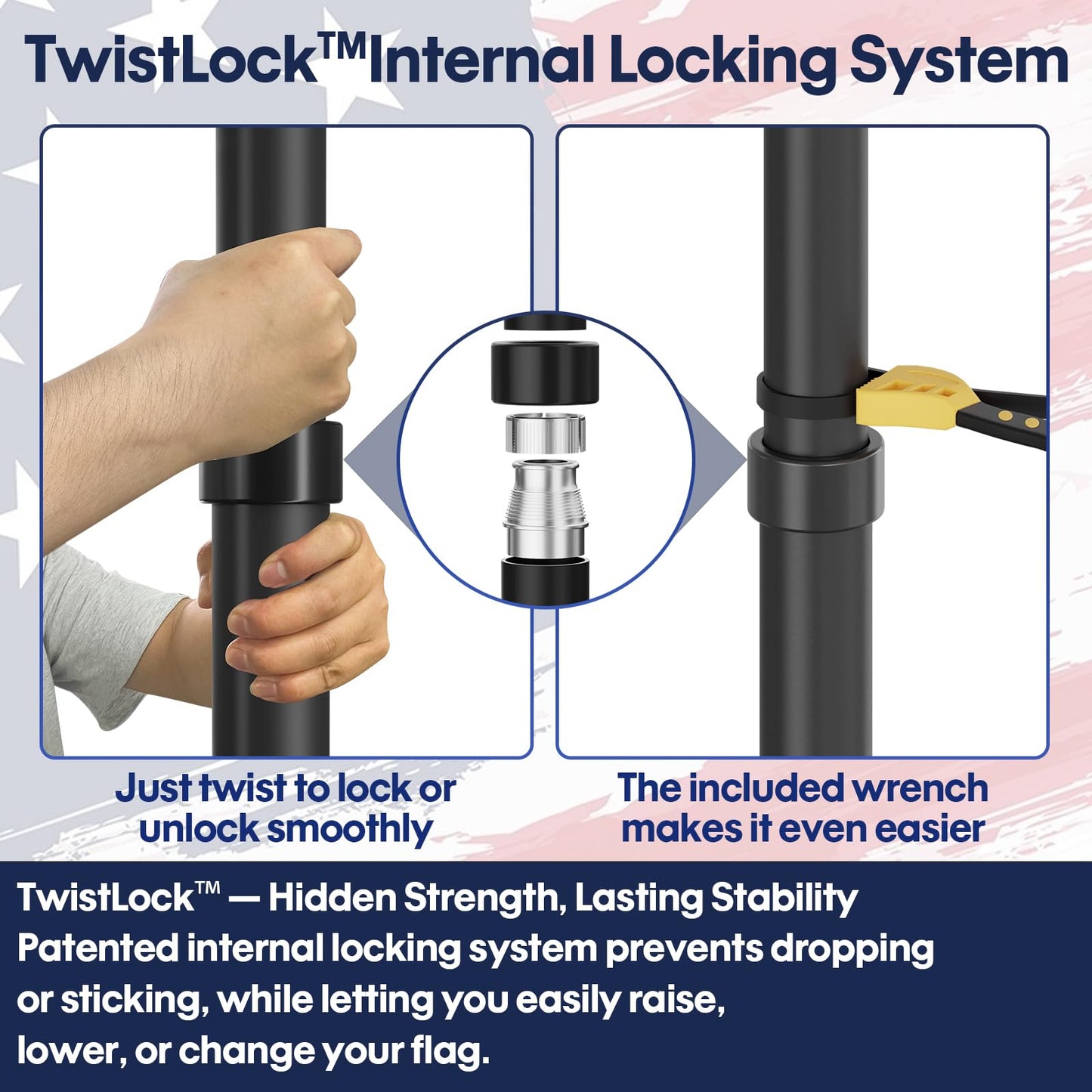 25FT Telescoping Heavy Duty Flag Pole, Extra Thick