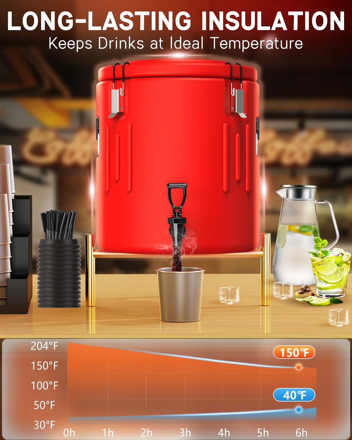 Insulated Beverage Dispenser 5 Gallon, Hot Drink Dispenser