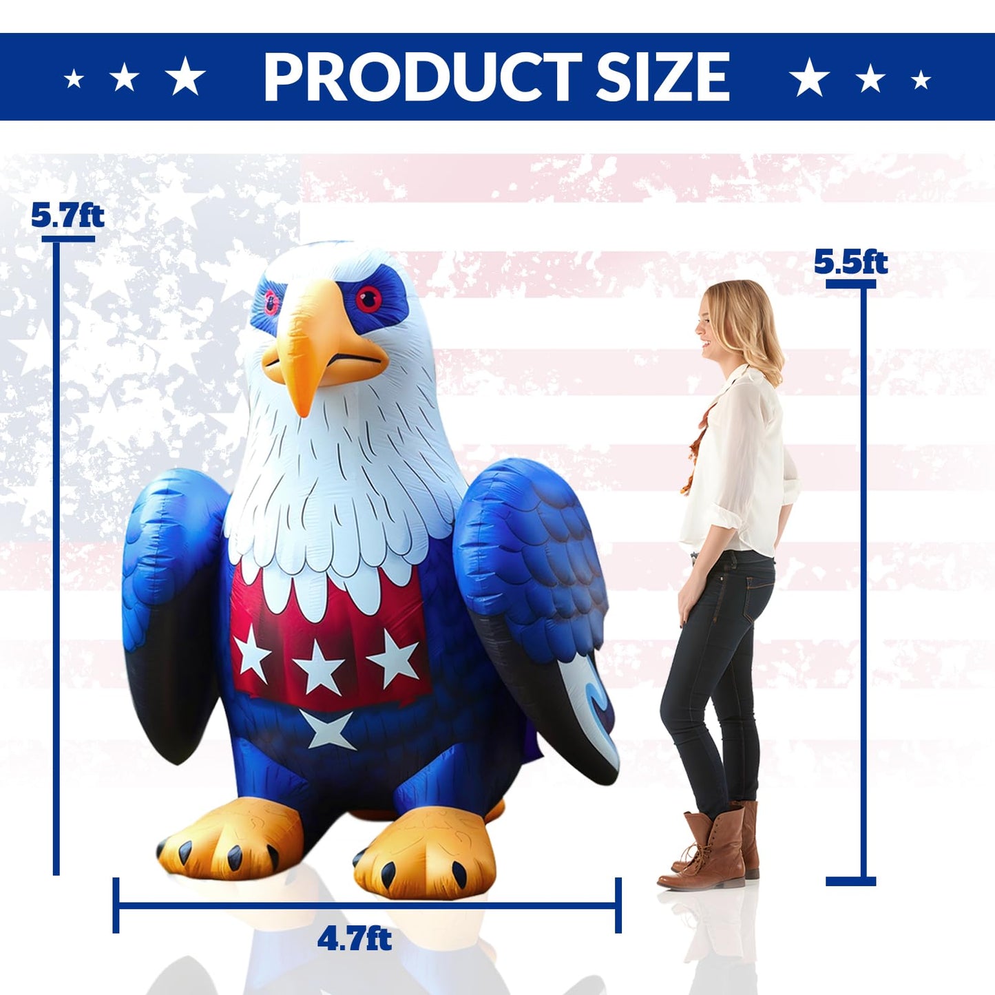 Patriotic Inflatable 5.7FT Bald Eagle 4th of July Inflatable