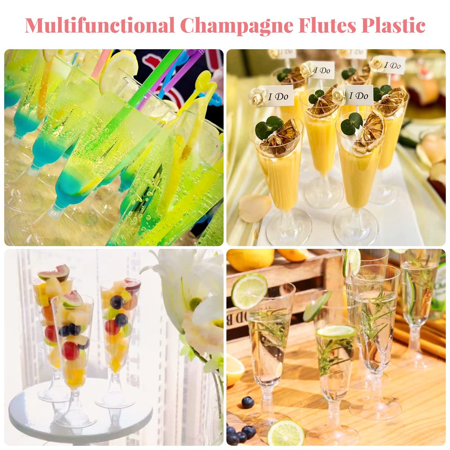 SUREHOME Plastic Champagne Flutes 200 Pack Champagne Glasses Disposable