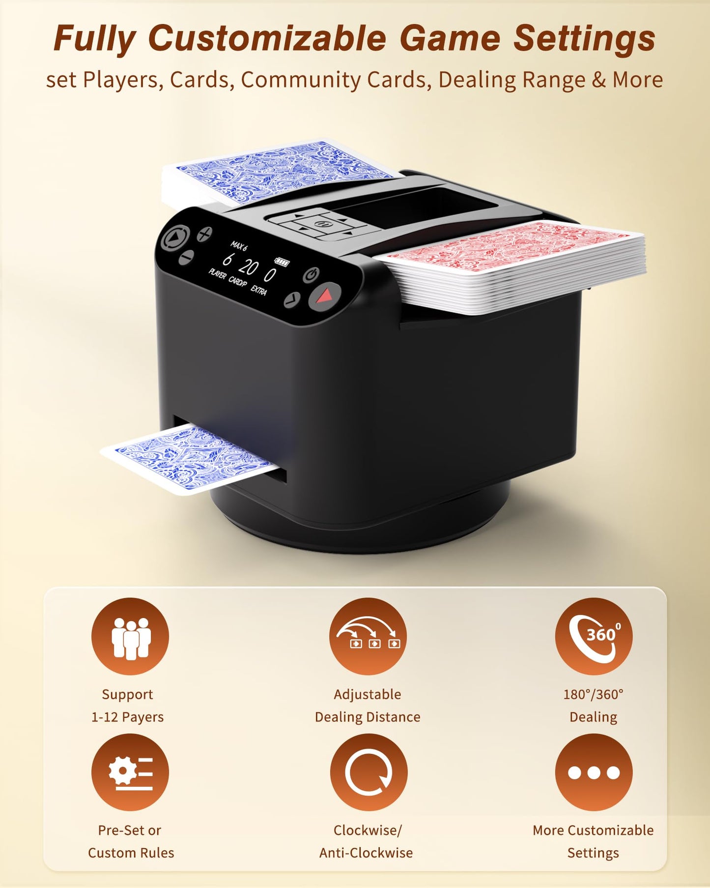 2-in-1 Automatic Card Shuffler and Dealer Machine