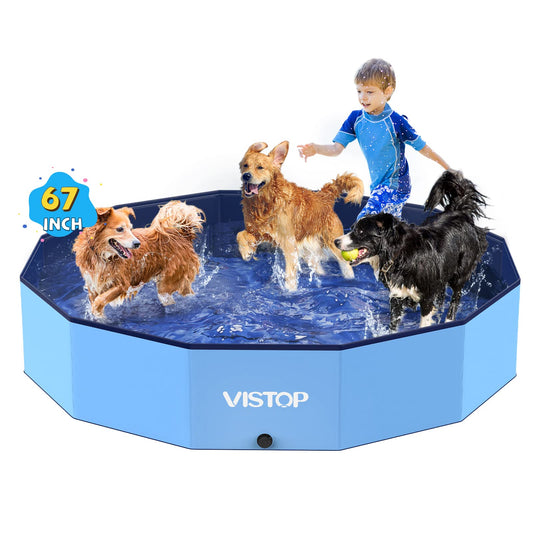 VISTOP Extra Large Foldable Dog Pool XXL, Hard Plastic