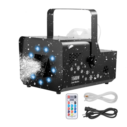 VEVOR 1500W Snow Machine with Signal Control, 9 LED