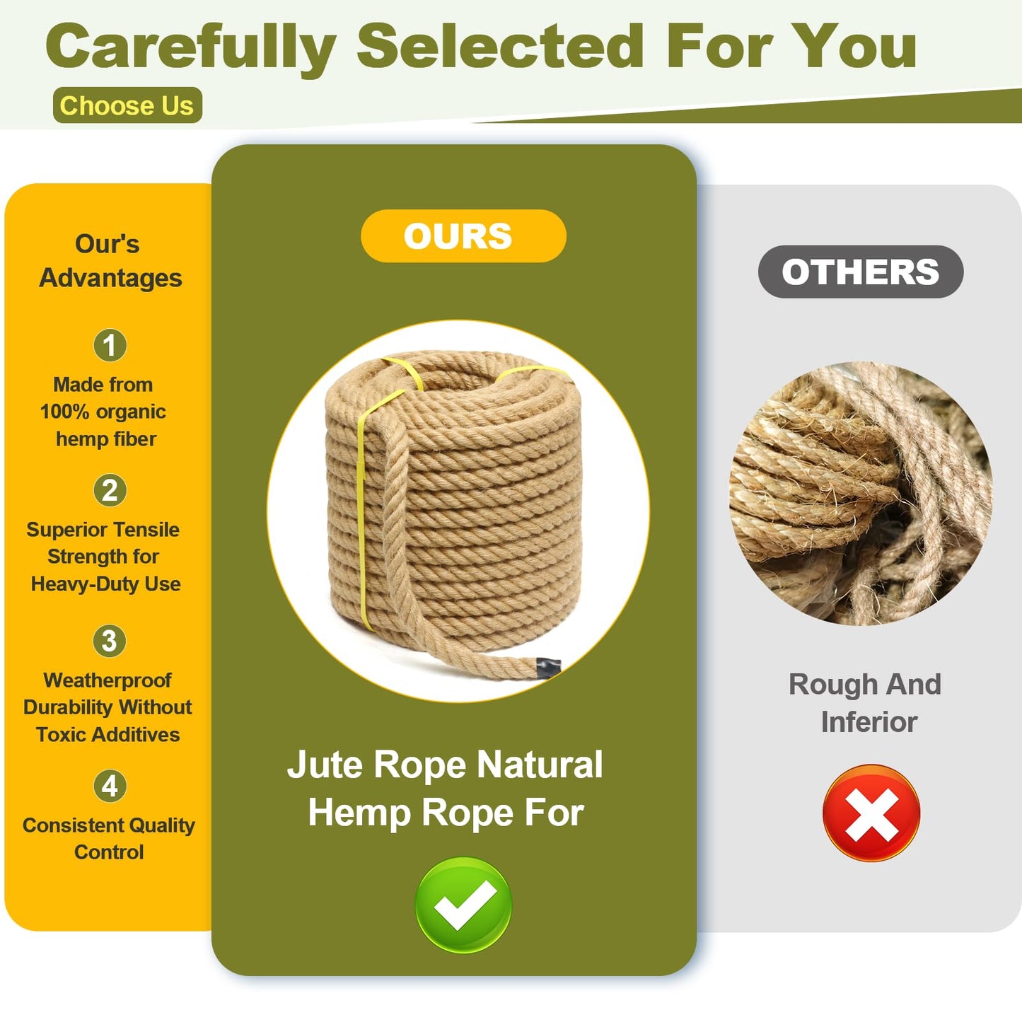 Jute Rope 1/2 Inch 200 Feet Hemp Rope