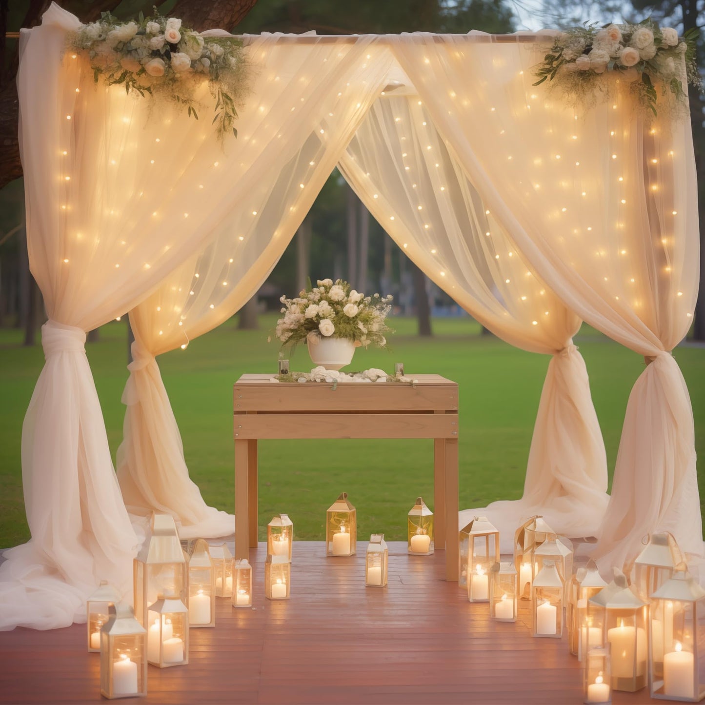 Shillance 10ft x 10ft Champagne Backdrop Curtain with Lights