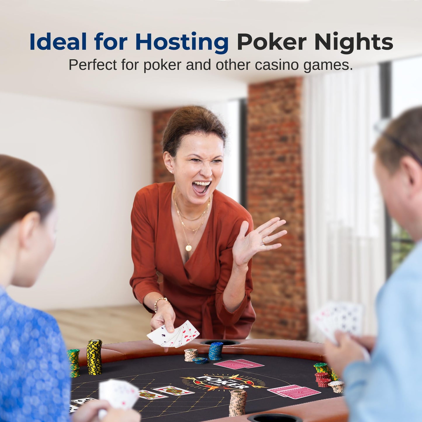 SereneLife 8 Player Foldable Poker Table, 71 inch Portable