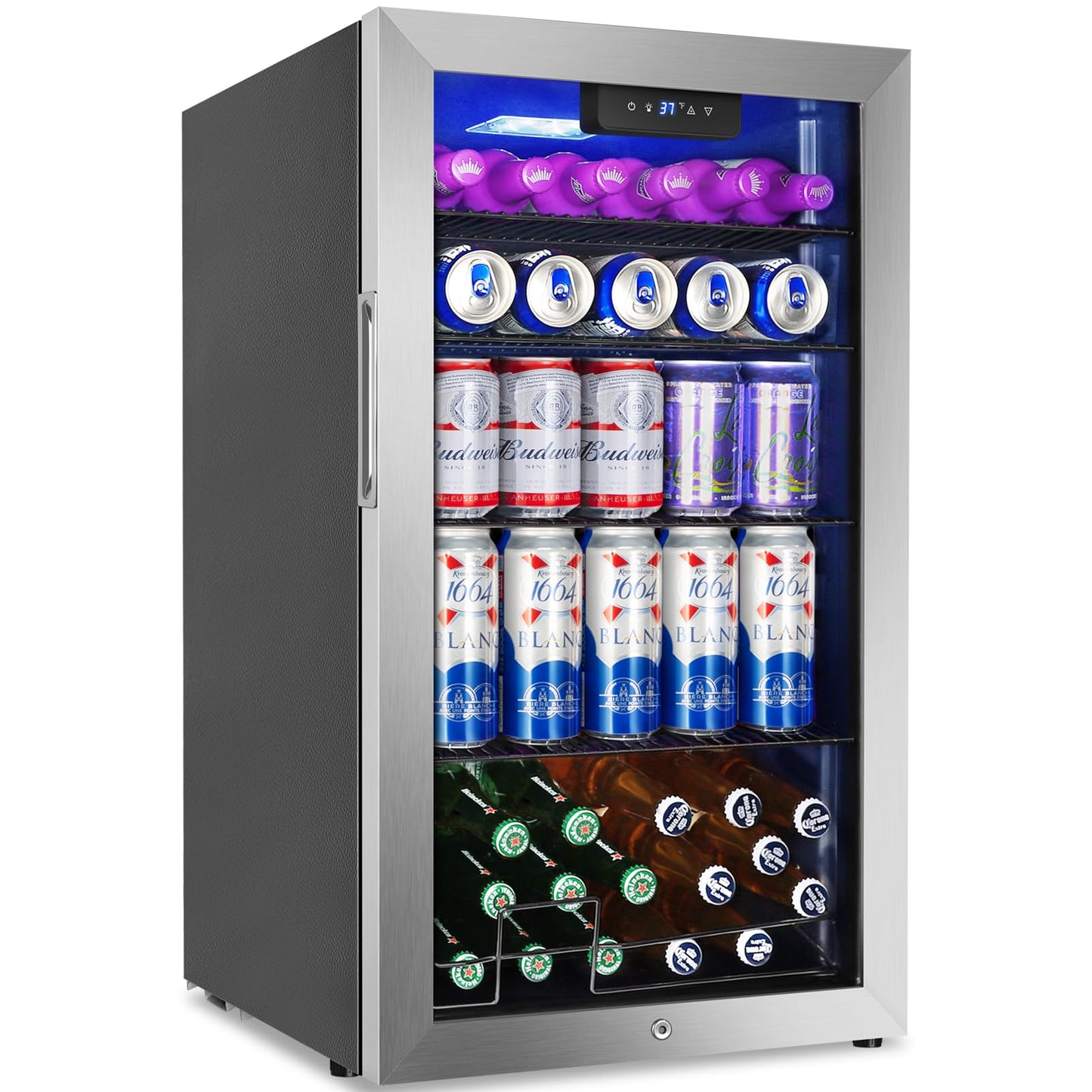 128 Cans Beverage Refrigerator Cooler, 3.2 Cu.Ft Mini Drink