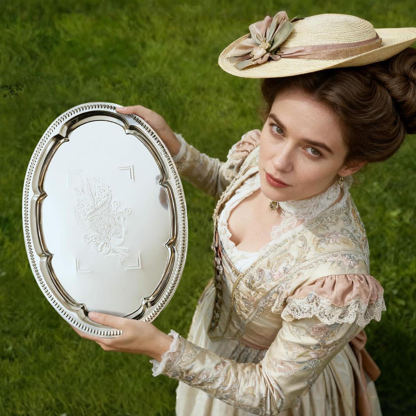 4-Pack 15.7" x 11.8" Large Silver Serving Trays