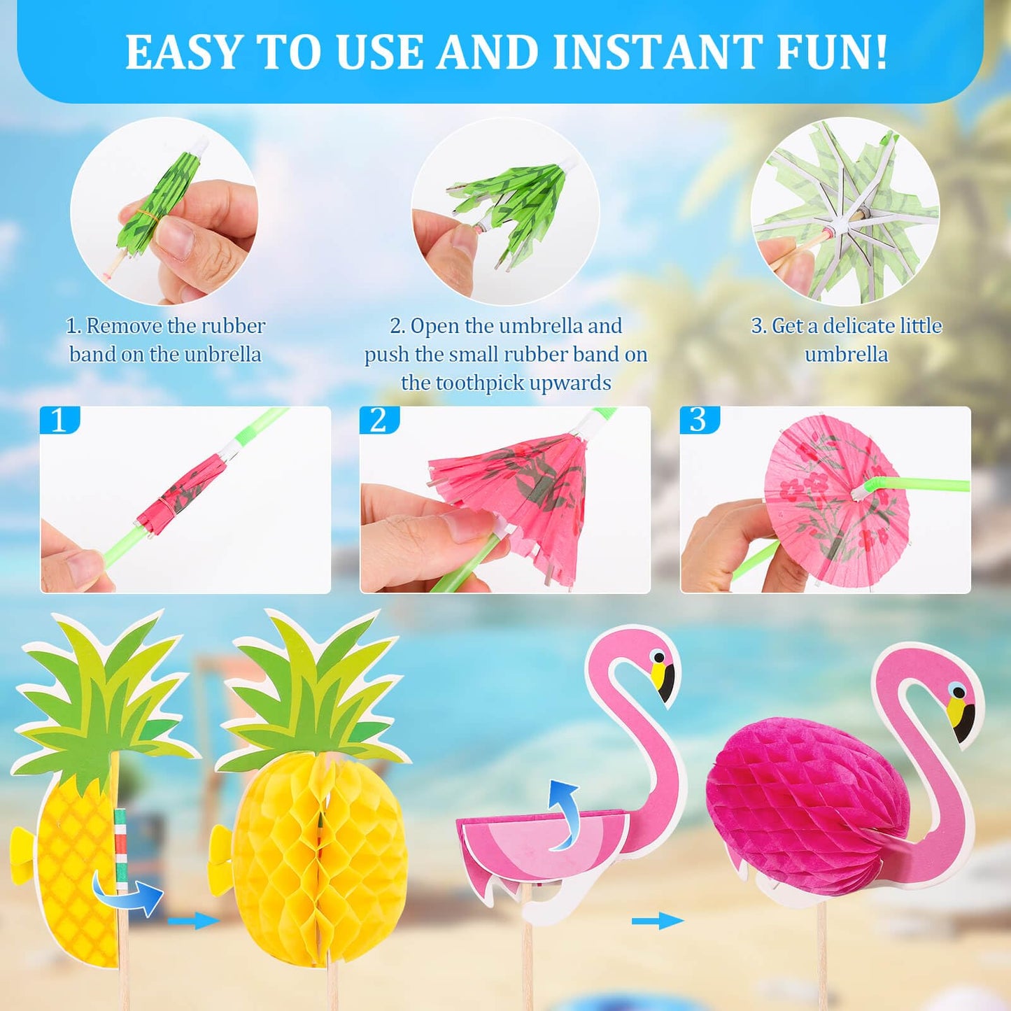 Drink Umbrellas, 180PCS Cocktail Drink Accessories Includes Umbrella