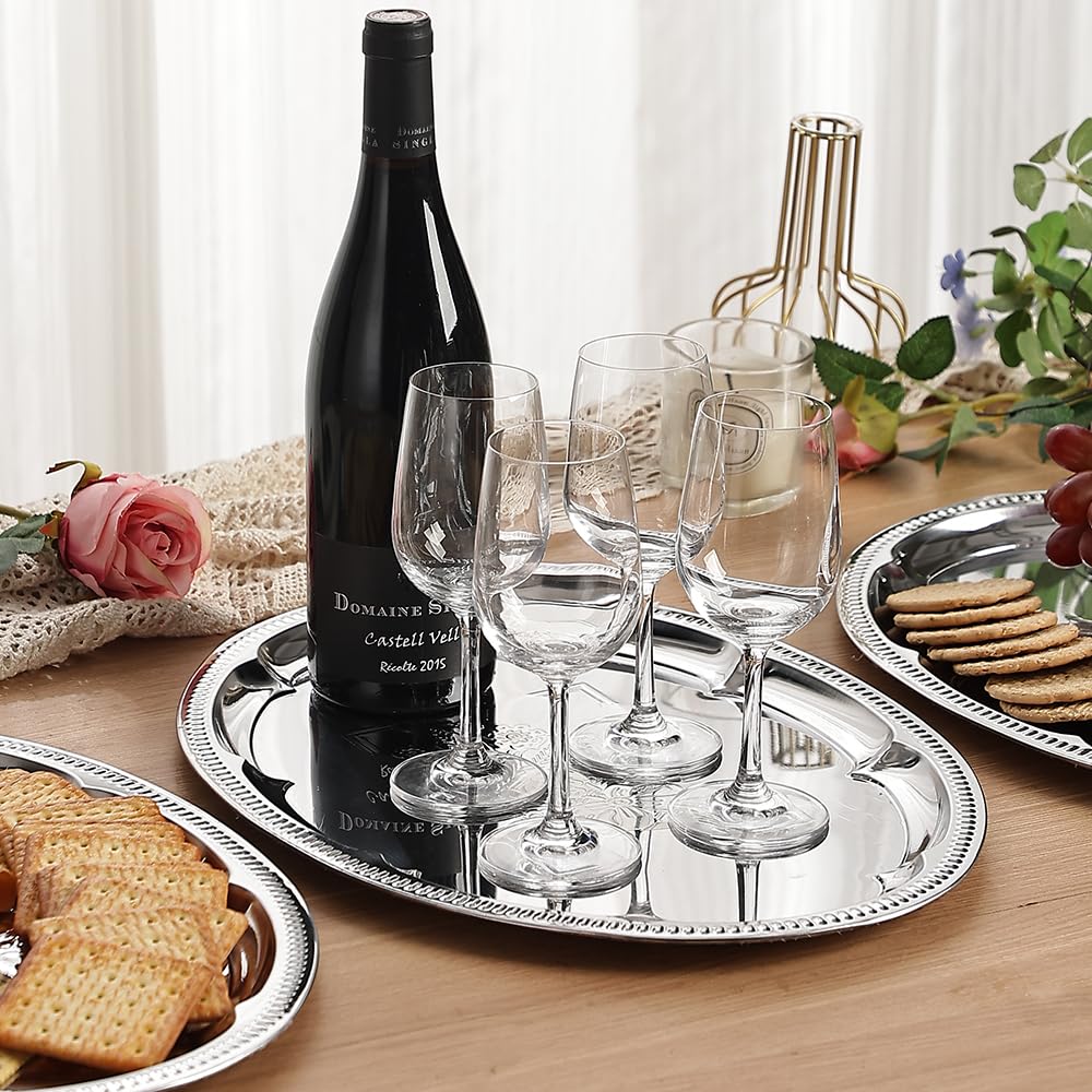 4-Pack 15.7" x 11.8" Large Silver Serving Trays