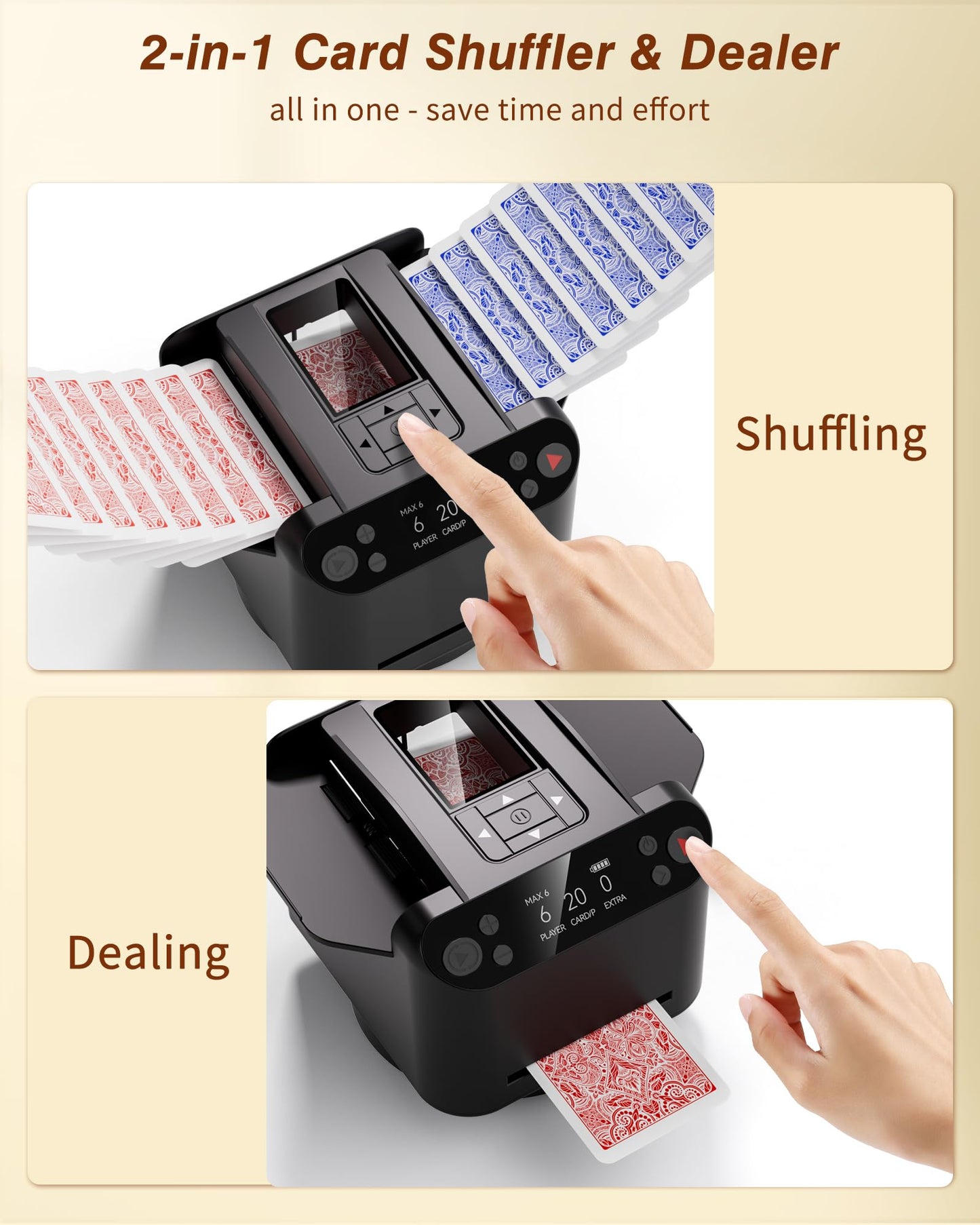 2-in-1 Automatic Card Shuffler and Dealer Machine