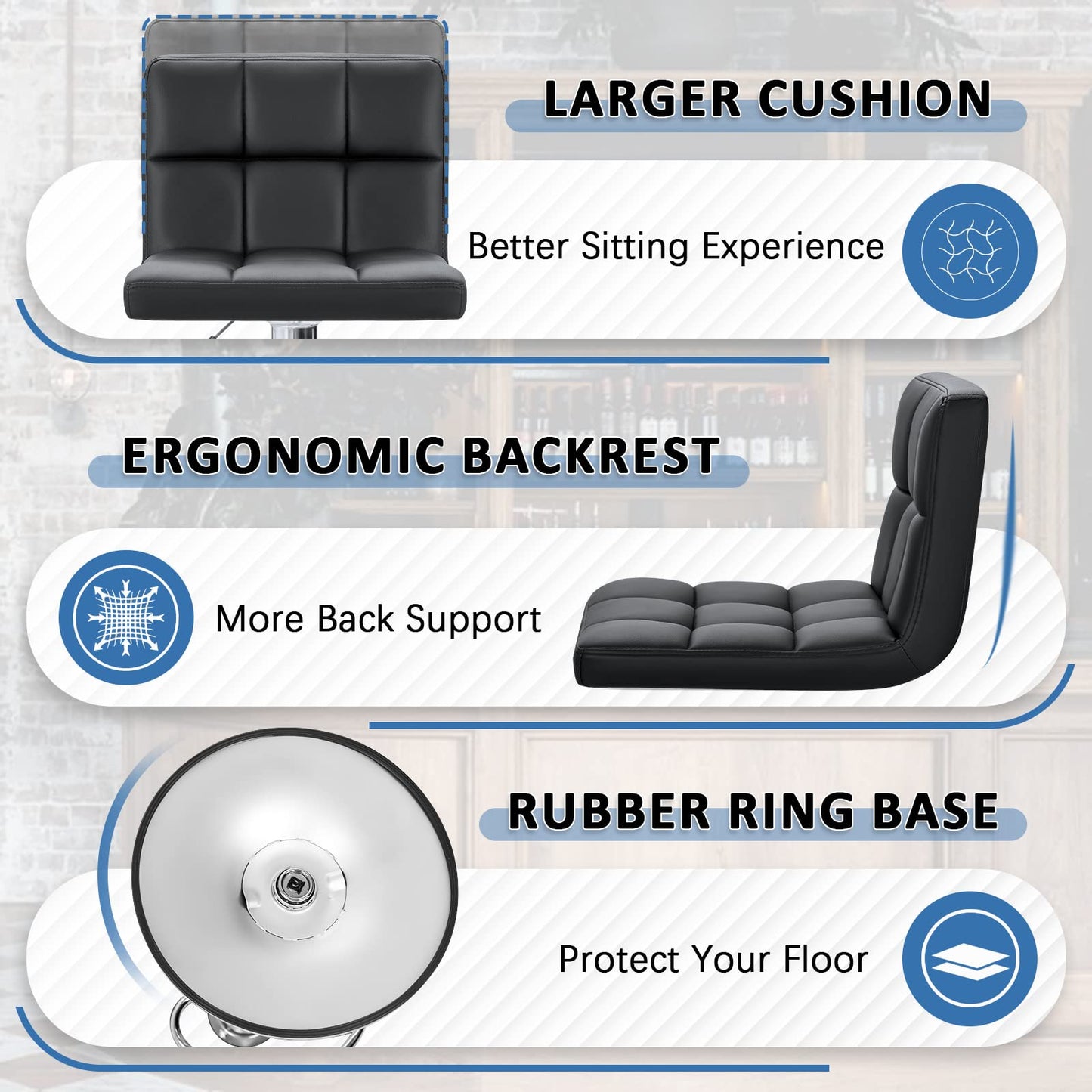 Homall Modern PU Leather Adjustable Swivel Barstools