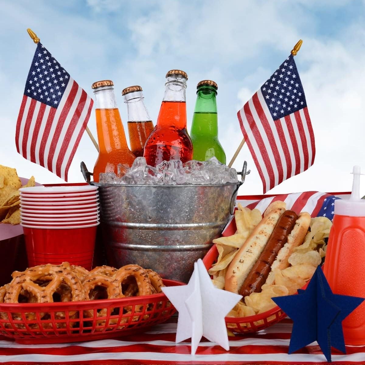 500 Pcs Small American Flags on Stick, Small US