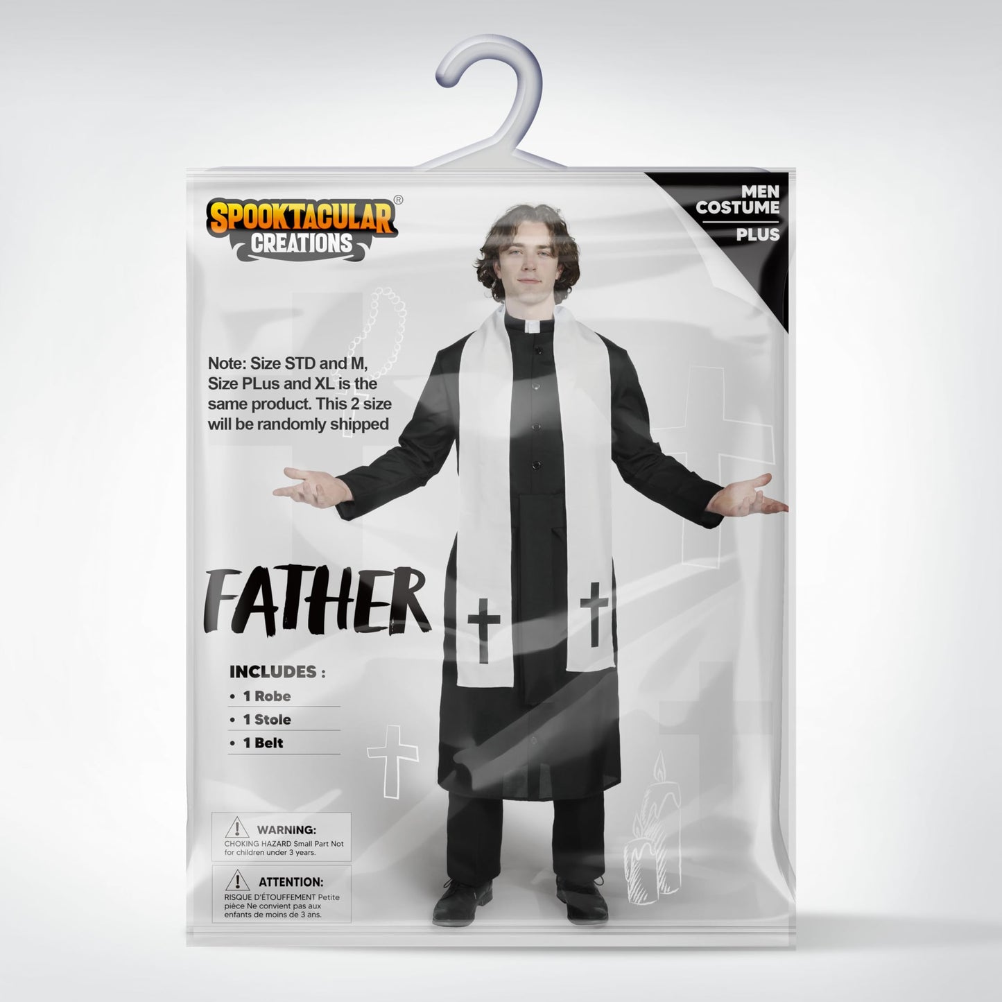 Spooktacular Creations Halloween Priest Costume Men, Classic Father Priest