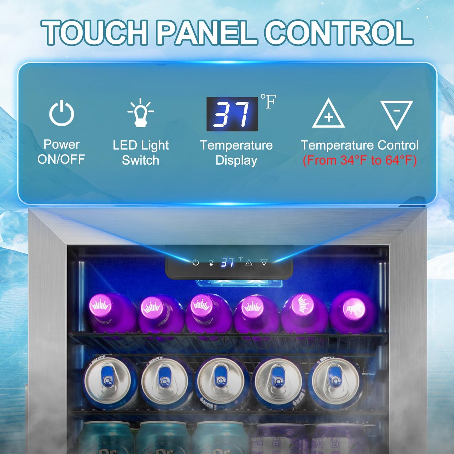 128 Cans Beverage Refrigerator Cooler, 3.2 Cu.Ft Mini Drink