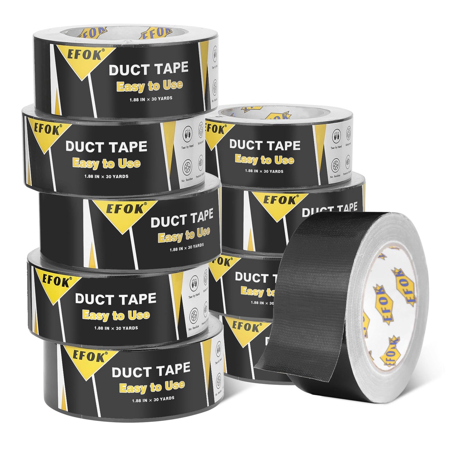 10 Pack Duct Tape Heavy Duty Waterproof, Black