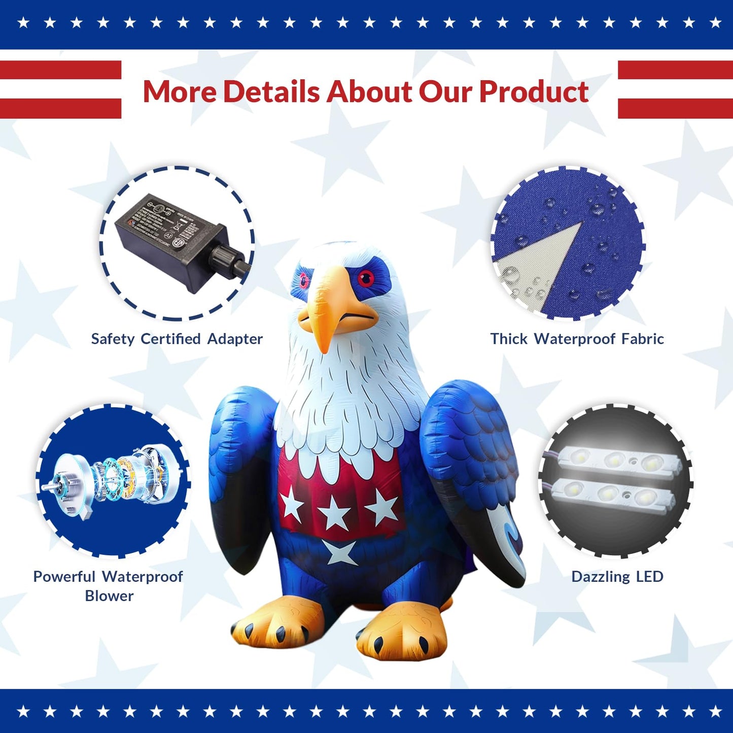 Patriotic Inflatable 5.7FT Bald Eagle 4th of July Inflatable
