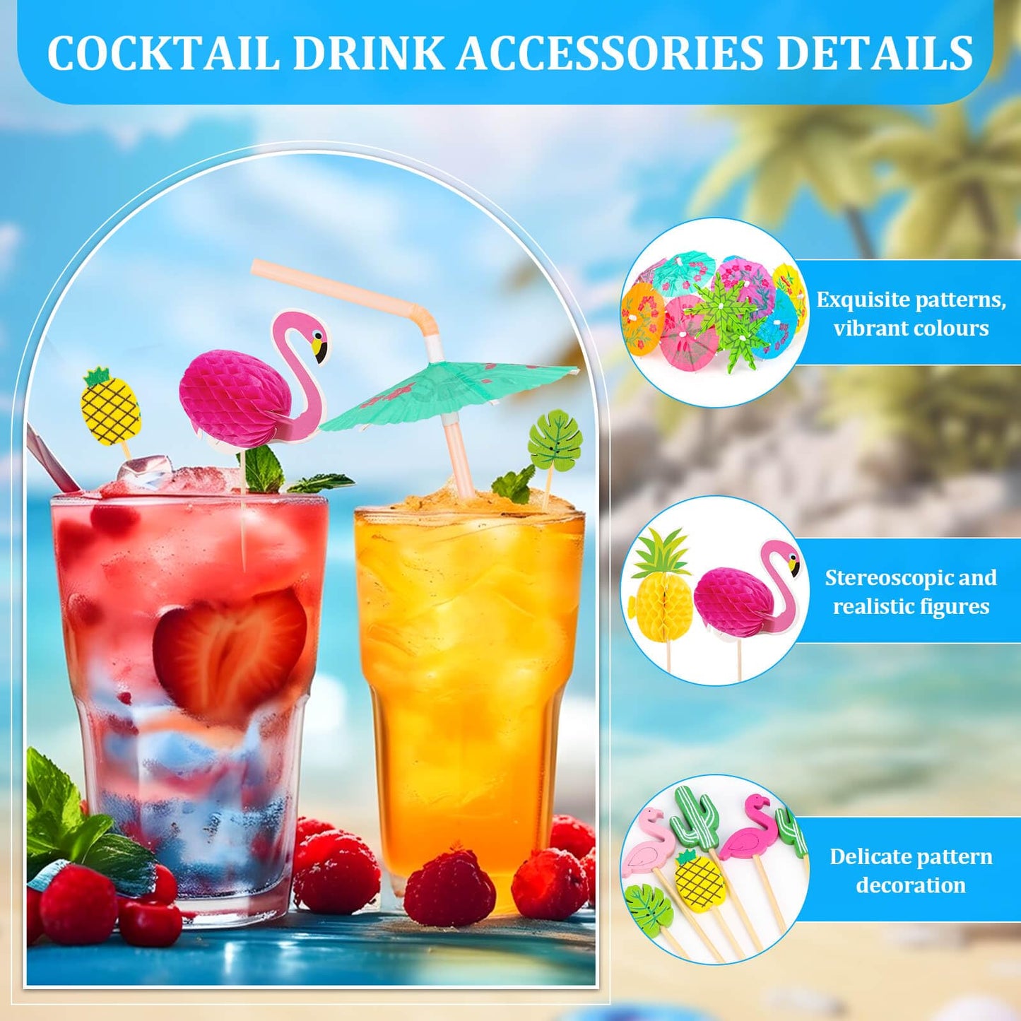 Drink Umbrellas, 180PCS Cocktail Drink Accessories Includes Umbrella