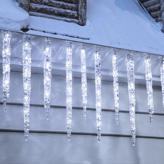 Minetom Icicle Lights Outdoor with Clips, 20ft 100 LED