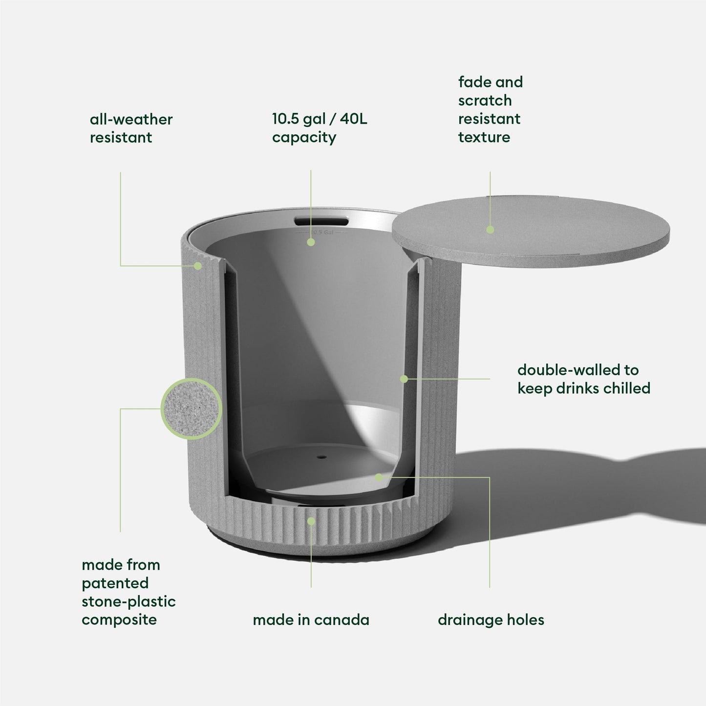 21in Outdoor Cooler Side Table