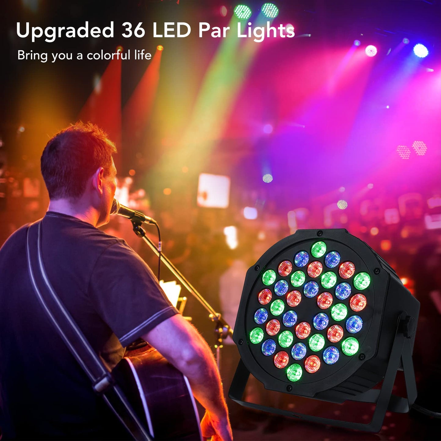 LUNSY Dj Lights, 6 Pack 36 LED Par Lights