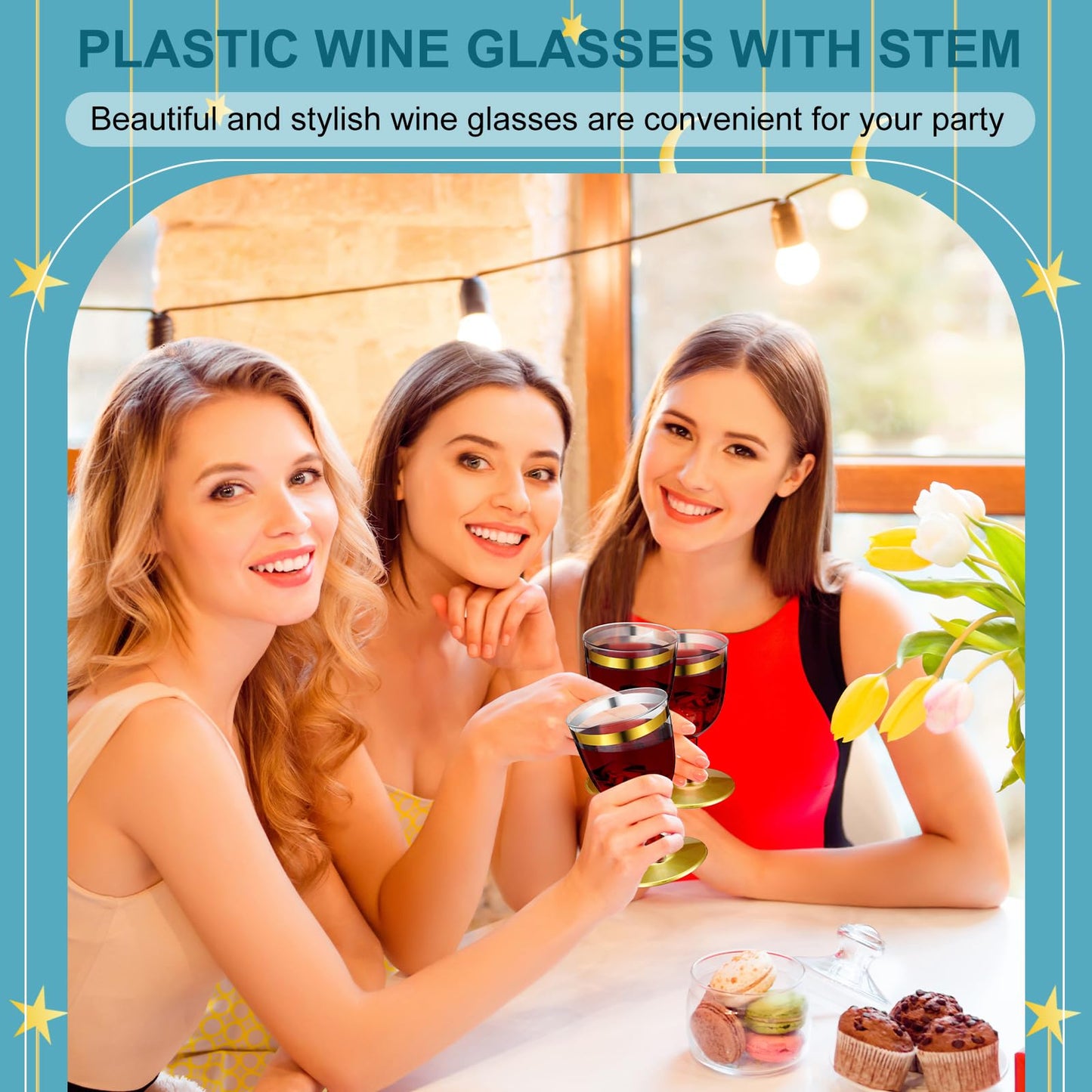 Didaey 48 Pcs Disposable Plastic Wine Glasses 6 oz