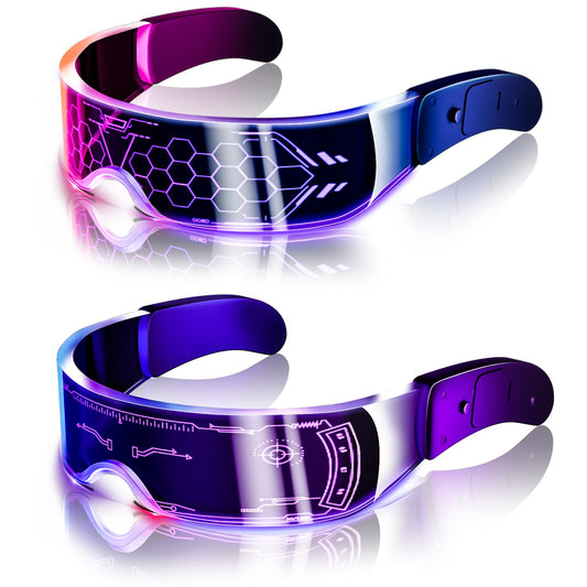 LED Visor Glasses, 2pcs LED Light Up Glasses