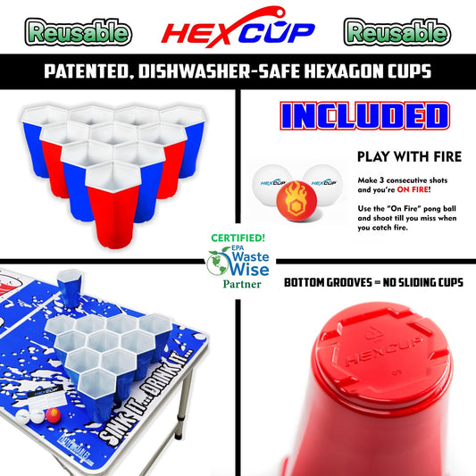 8-Foot Folding Party Table w/Free Set of HEXCUPs &