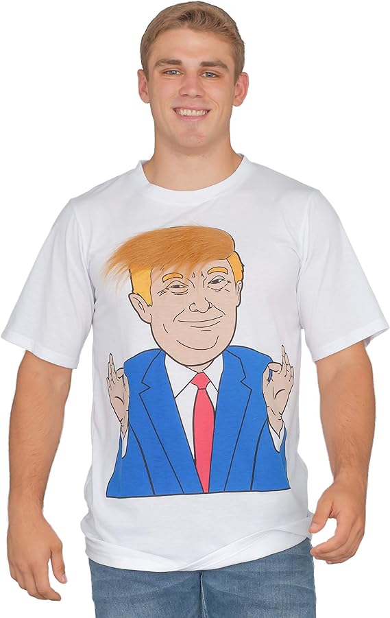 Costume Agent Former  President 3D Hair White T-Shirt