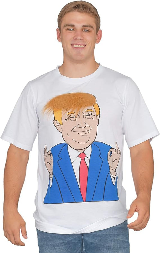 Costume Agent Former  President 3D Hair White T-Shirt