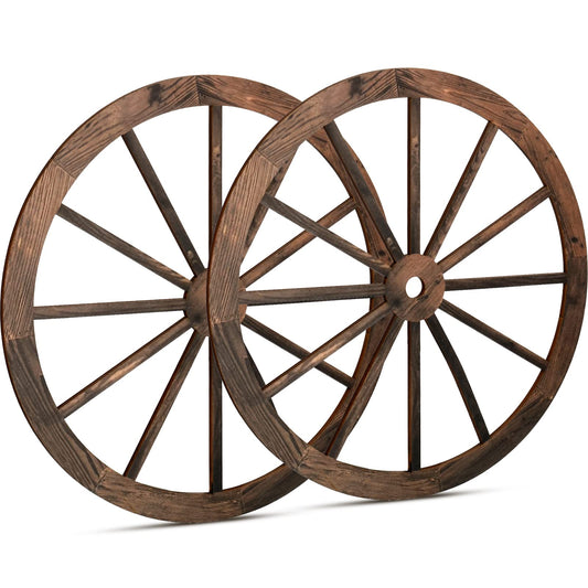 2 Pcs Wagon Wheel Decor Wooden Western Cowboy