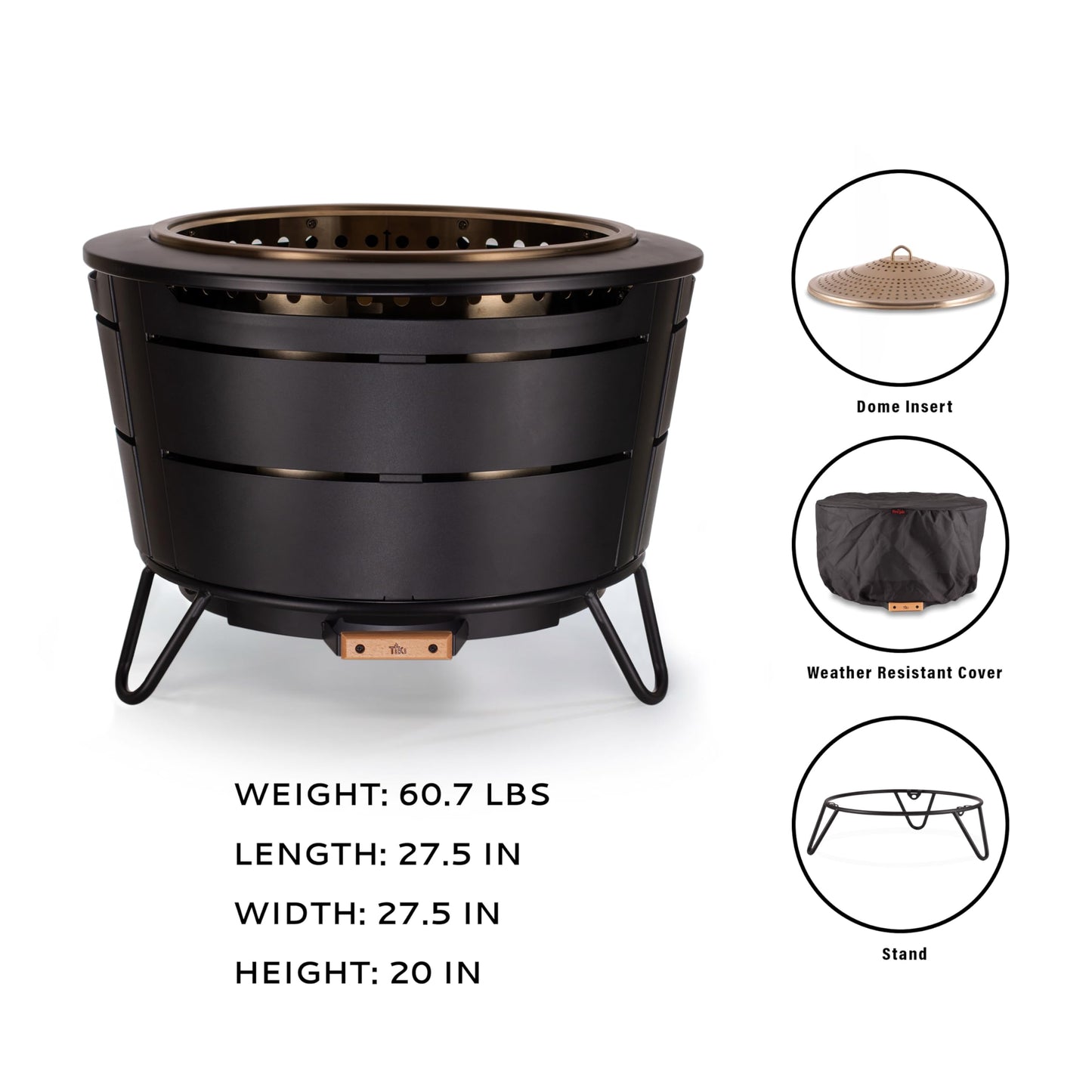 TIKI 27.5-Inch Smokeless Reunion Fire Pit, Large Outdoor Fire