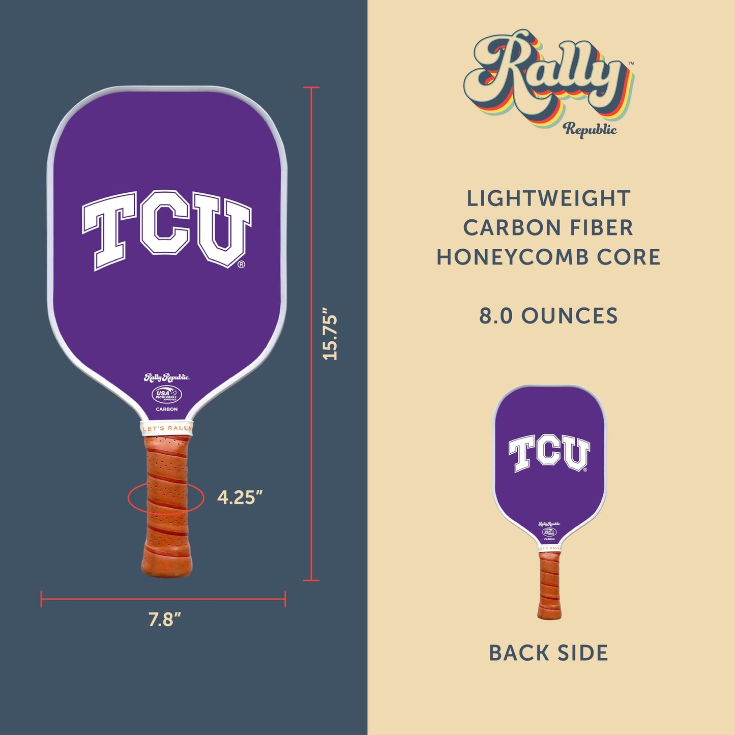 Rally Republic Officially Licensed Collegiate Pickleball Paddle TCU