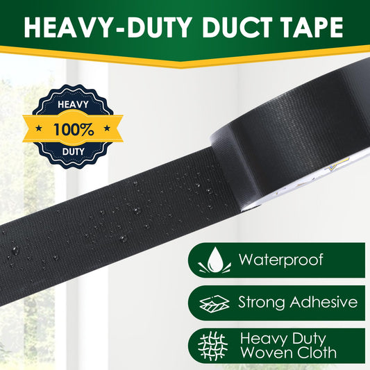 10 Pack Duct Tape Heavy Duty Waterproof, Black