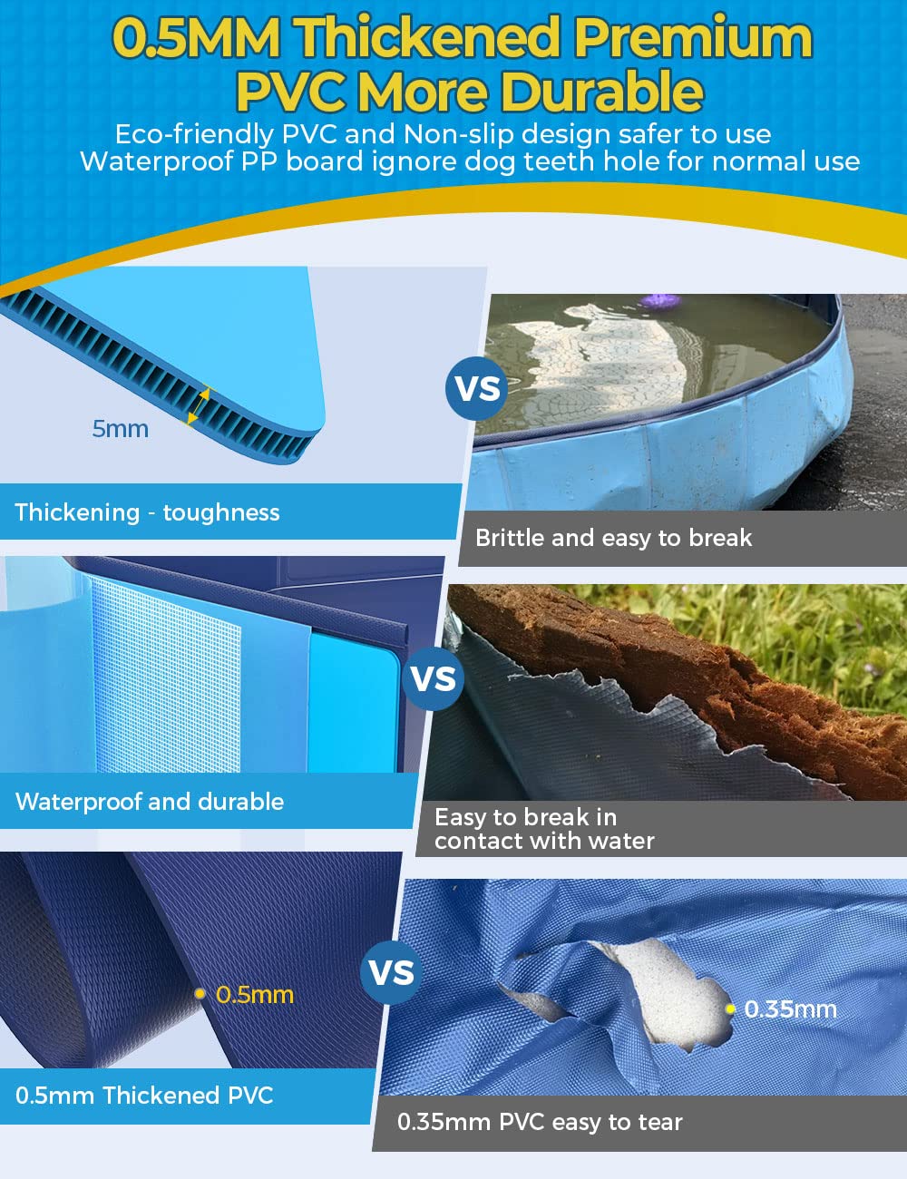 VISTOP Extra Large Foldable Dog Pool XXL, Hard Plastic