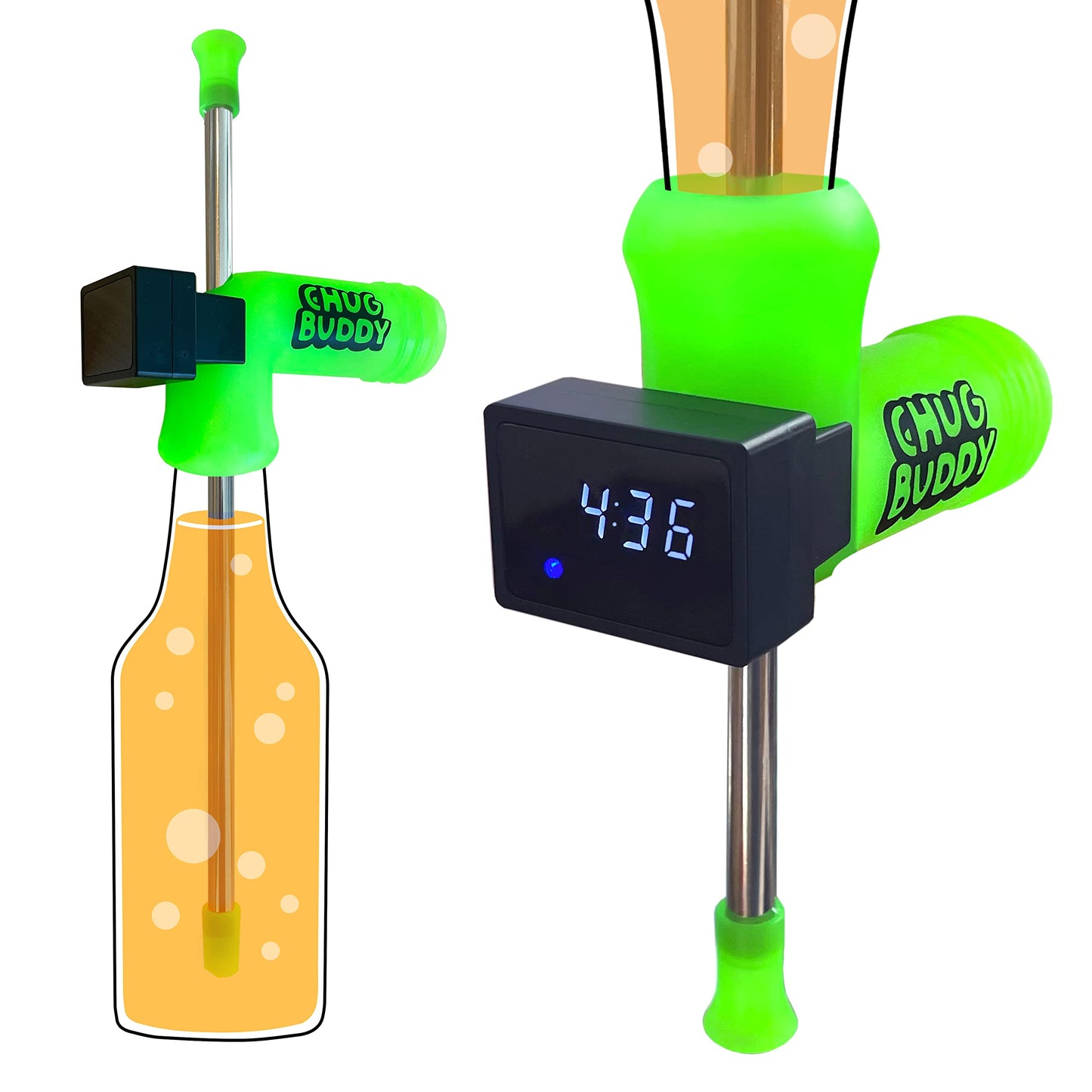Chug Buddy Beer Snorkel with Timer, Beer Bong, Shotgun