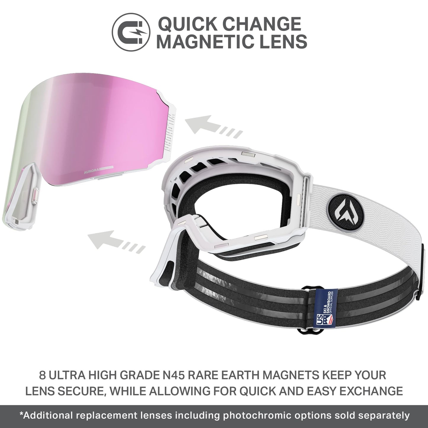 Wildhorn Roca Pro Ski Goggles Men Women, Ultra wide