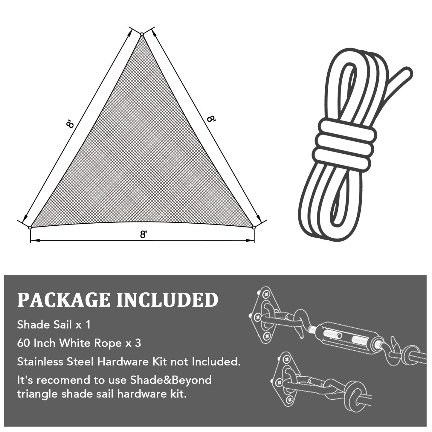 Shade&Beyond Triangle Sun Shade Sail 16'X16'X16' Permeable Canopy Sand