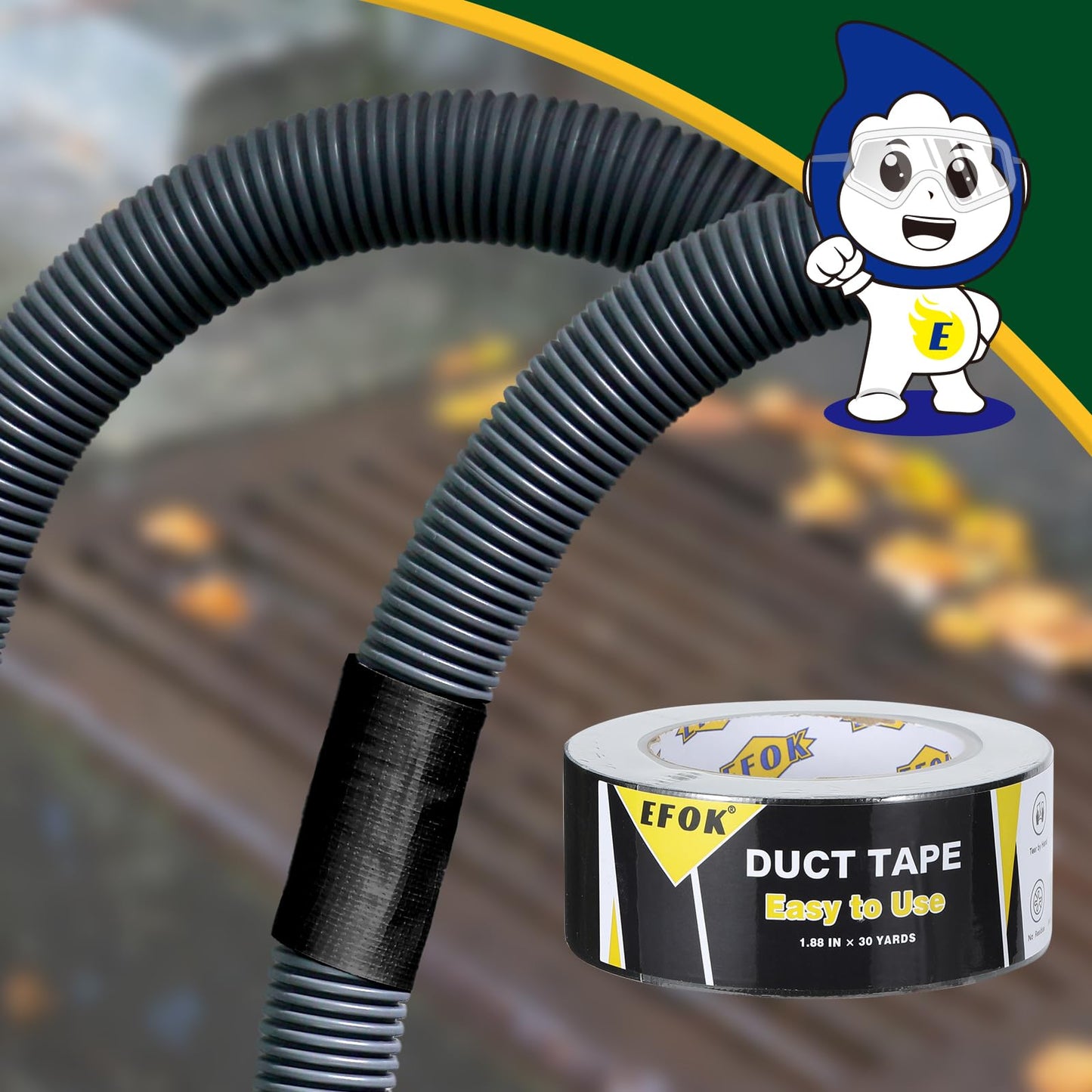 10 Pack Duct Tape Heavy Duty Waterproof, Black