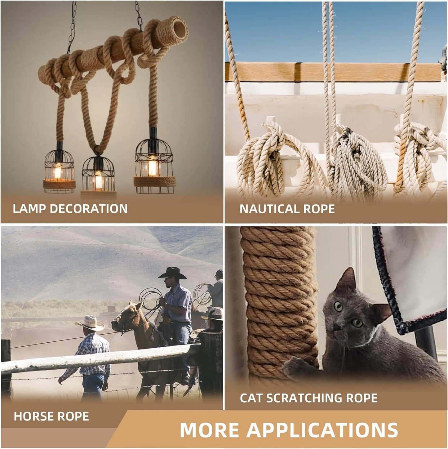 Jute Rope 1/2 Inch 200 Feet Hemp Rope