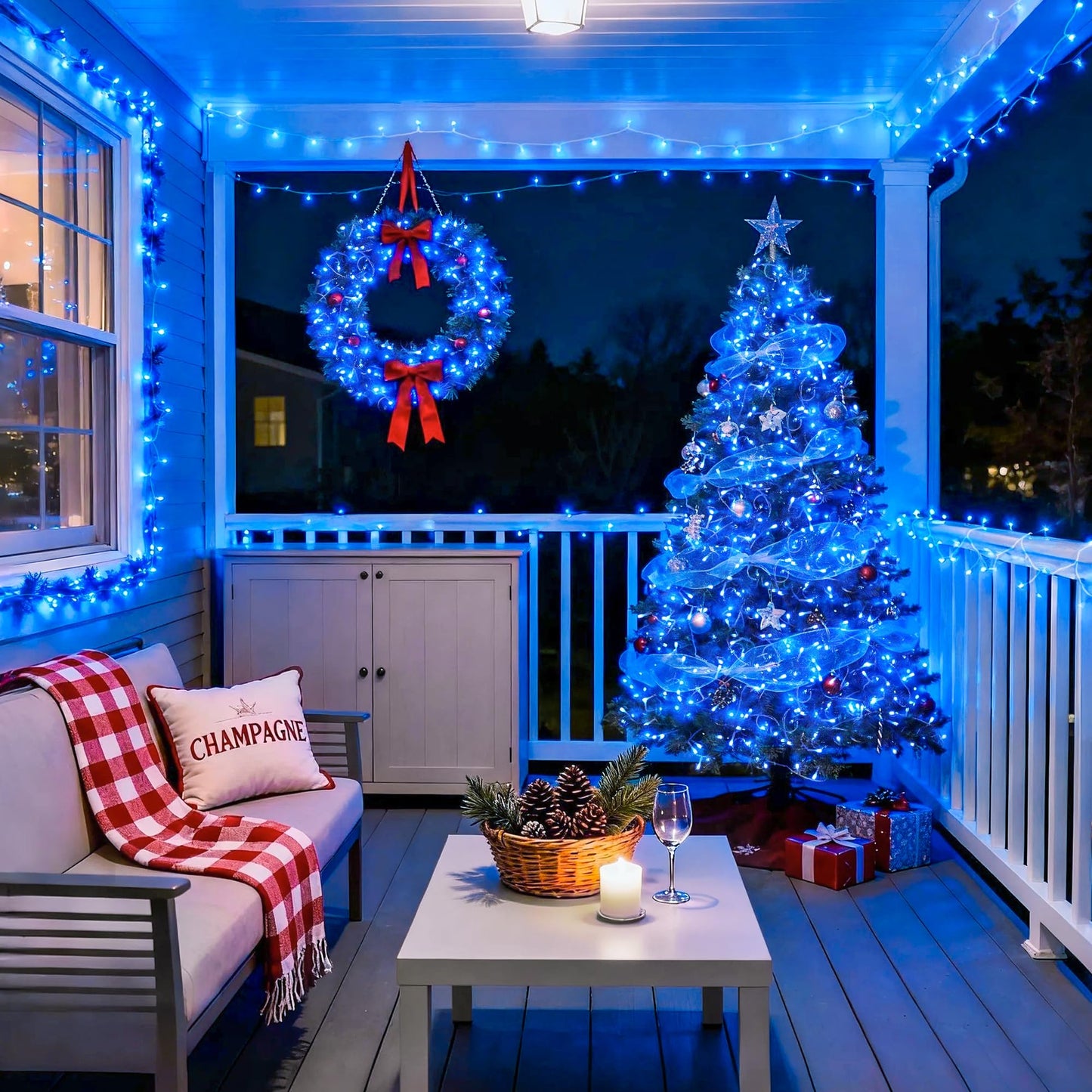 Blue Christmas String Lights Indoor Outdoor, 66ft 200