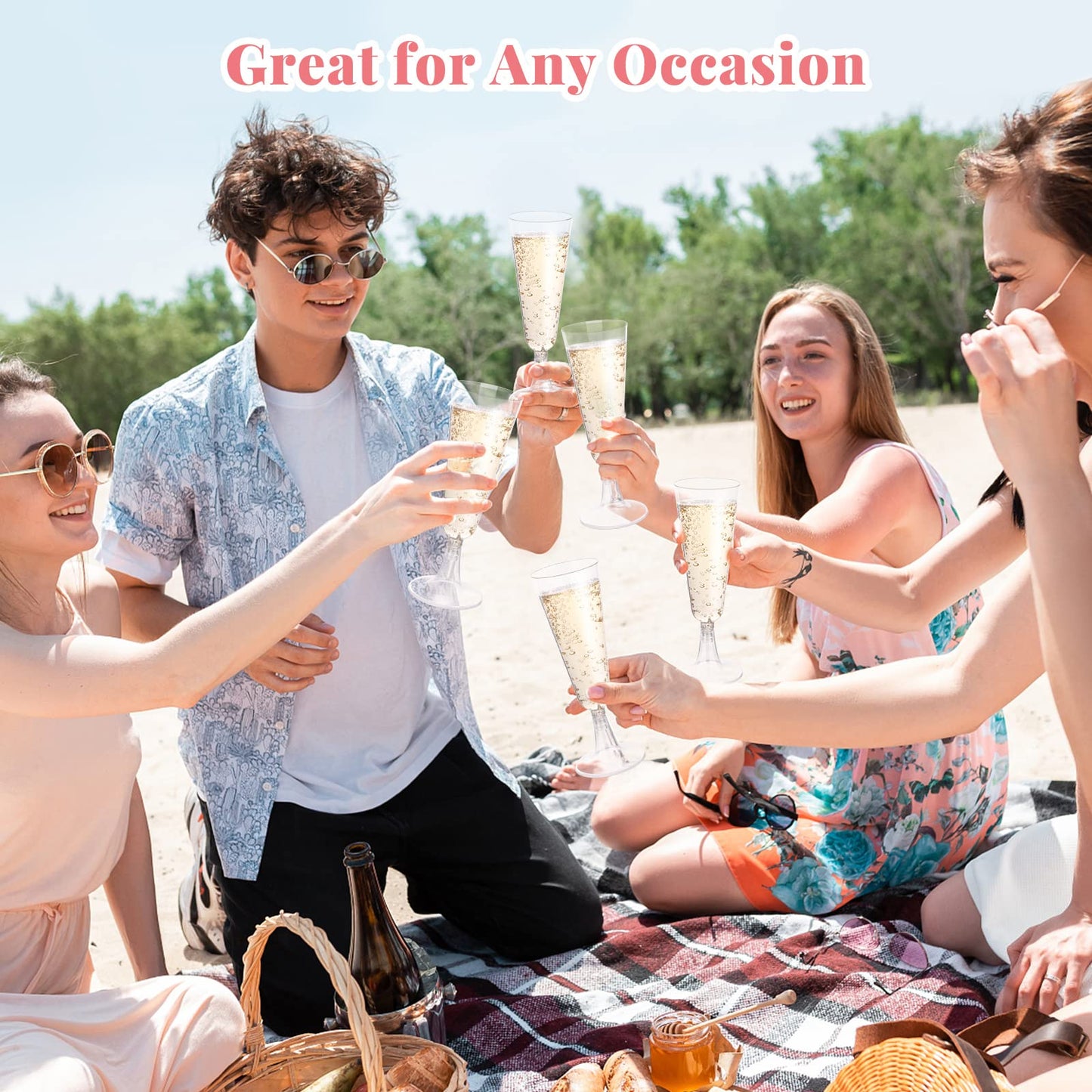 SUREHOME Plastic Champagne Flutes 200 Pack Champagne Glasses Disposable