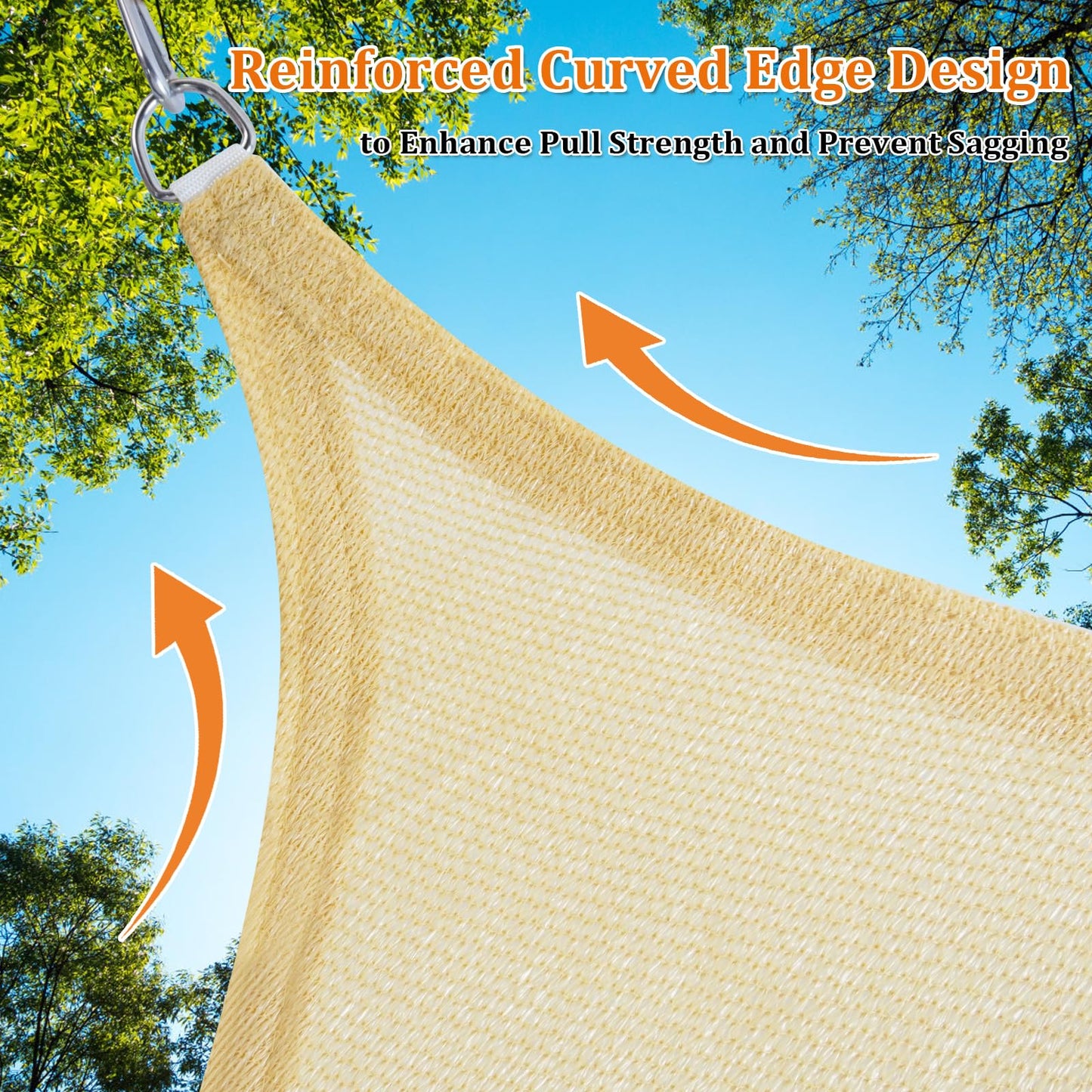 Shade&Beyond Triangle Sun Shade Sail 16'X16'X16' Permeable Canopy Sand