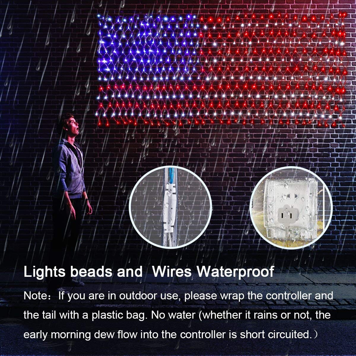 HYH American Flag Lights with 420 Super Bright LEDs,Waterproof