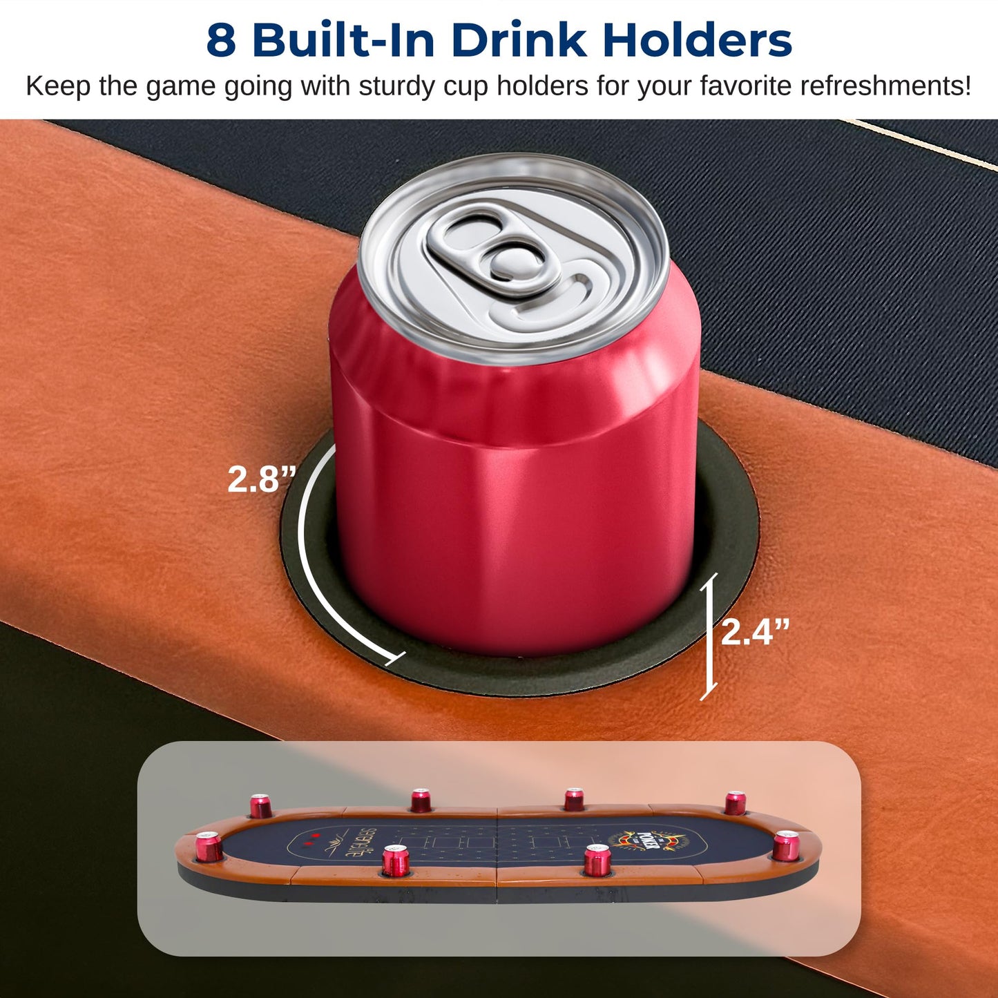 SereneLife 8 Player Foldable Poker Table, 71 inch Portable