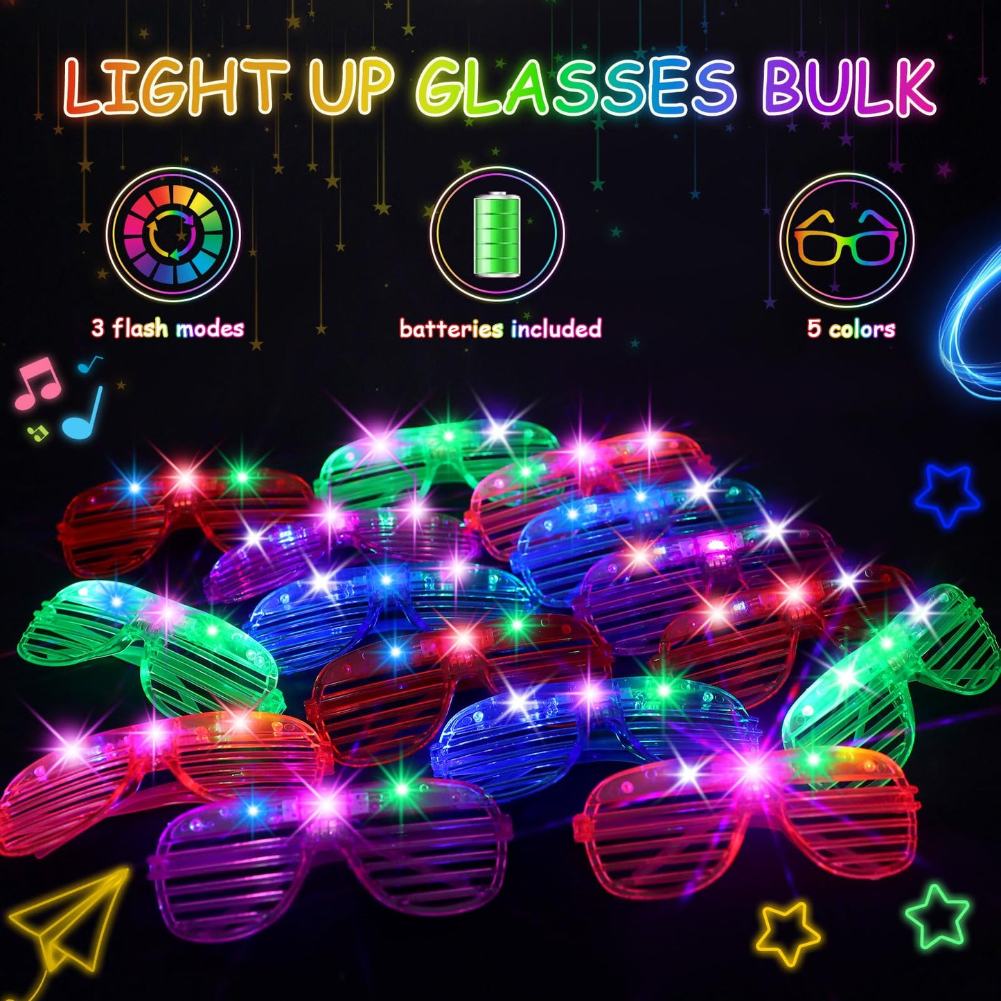 84 PCS LED Glasses, 5 Colors Light Up