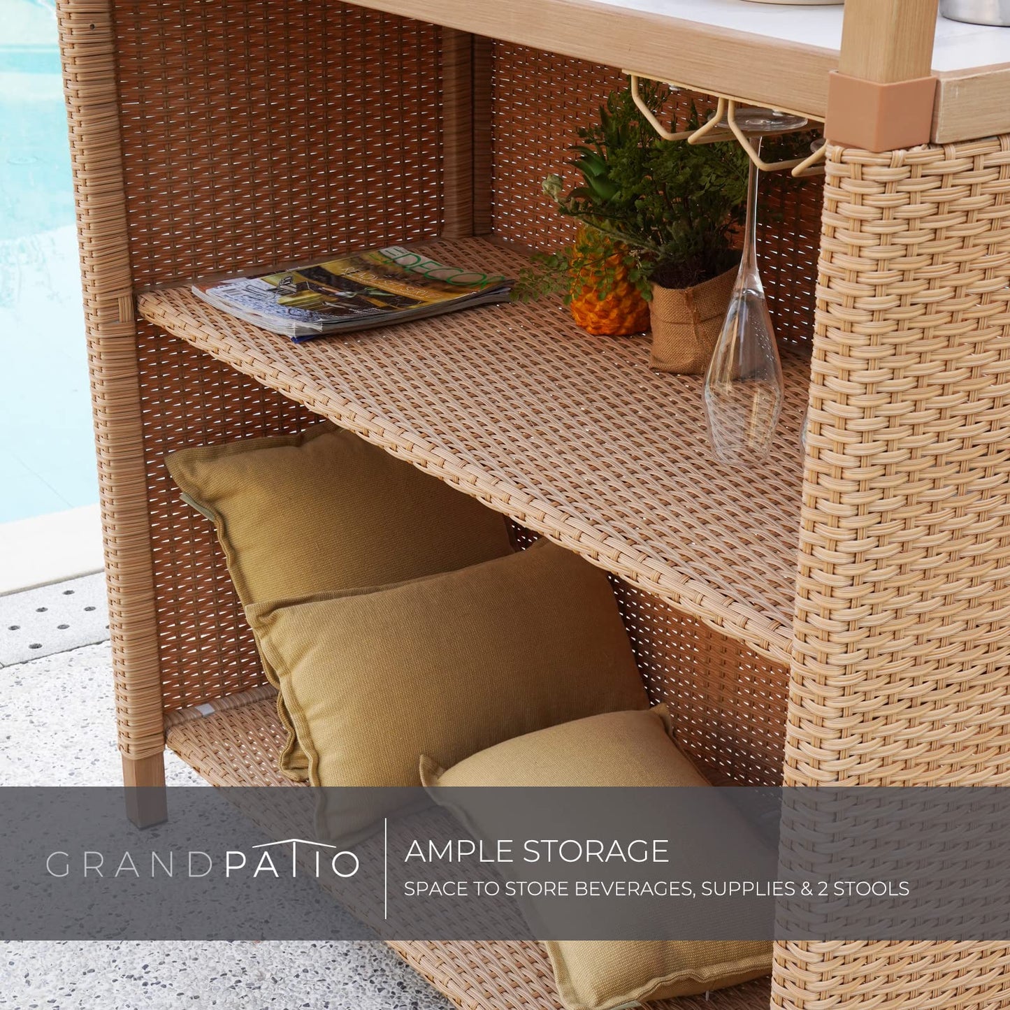 Grand patio Outdoor Tiki Bar Set with Widen Ceramic