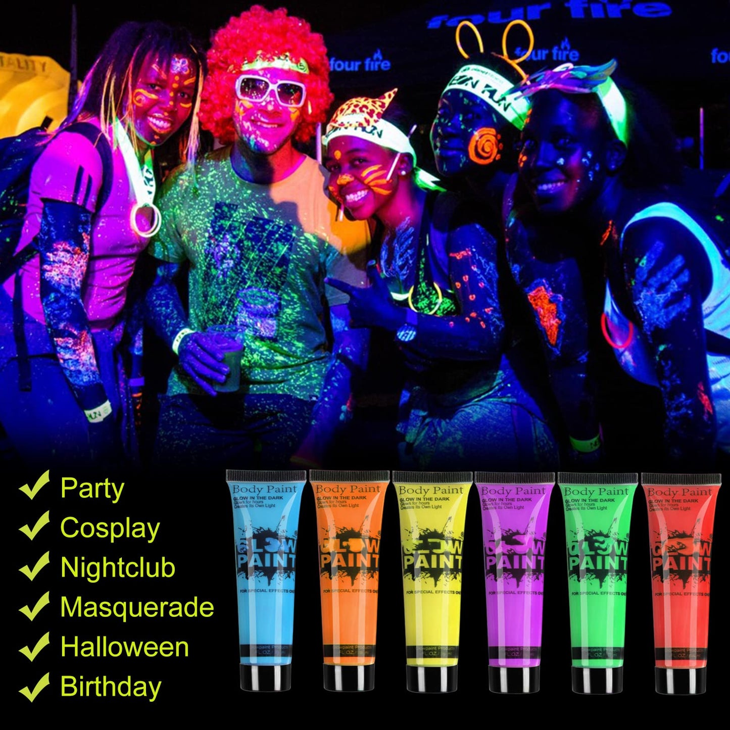 HomeHere Glow in Dark Face Body Paint UV Blacklight